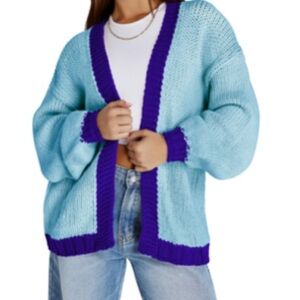 NWT Cakulo Chunky Cardigan for Women Sz M Oversized Knitted Sweater Blue